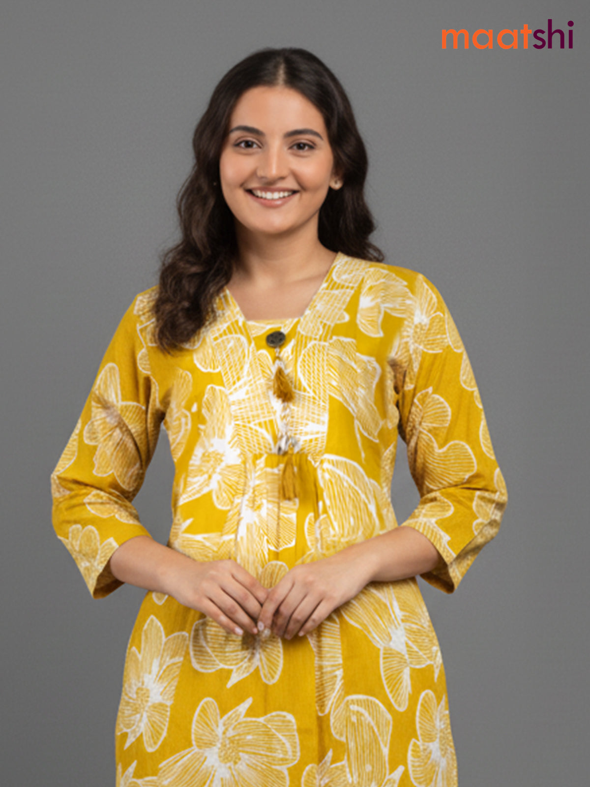 Mustard Yellow Cotton Floral Printed Co-Ord Set