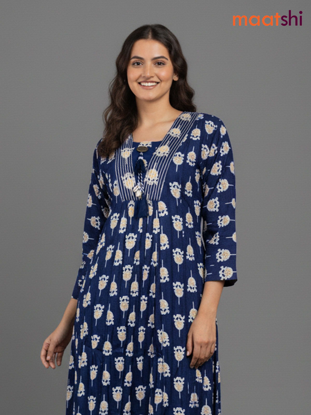 Navy Blue Cotton Floral Printed Co-Ord Set