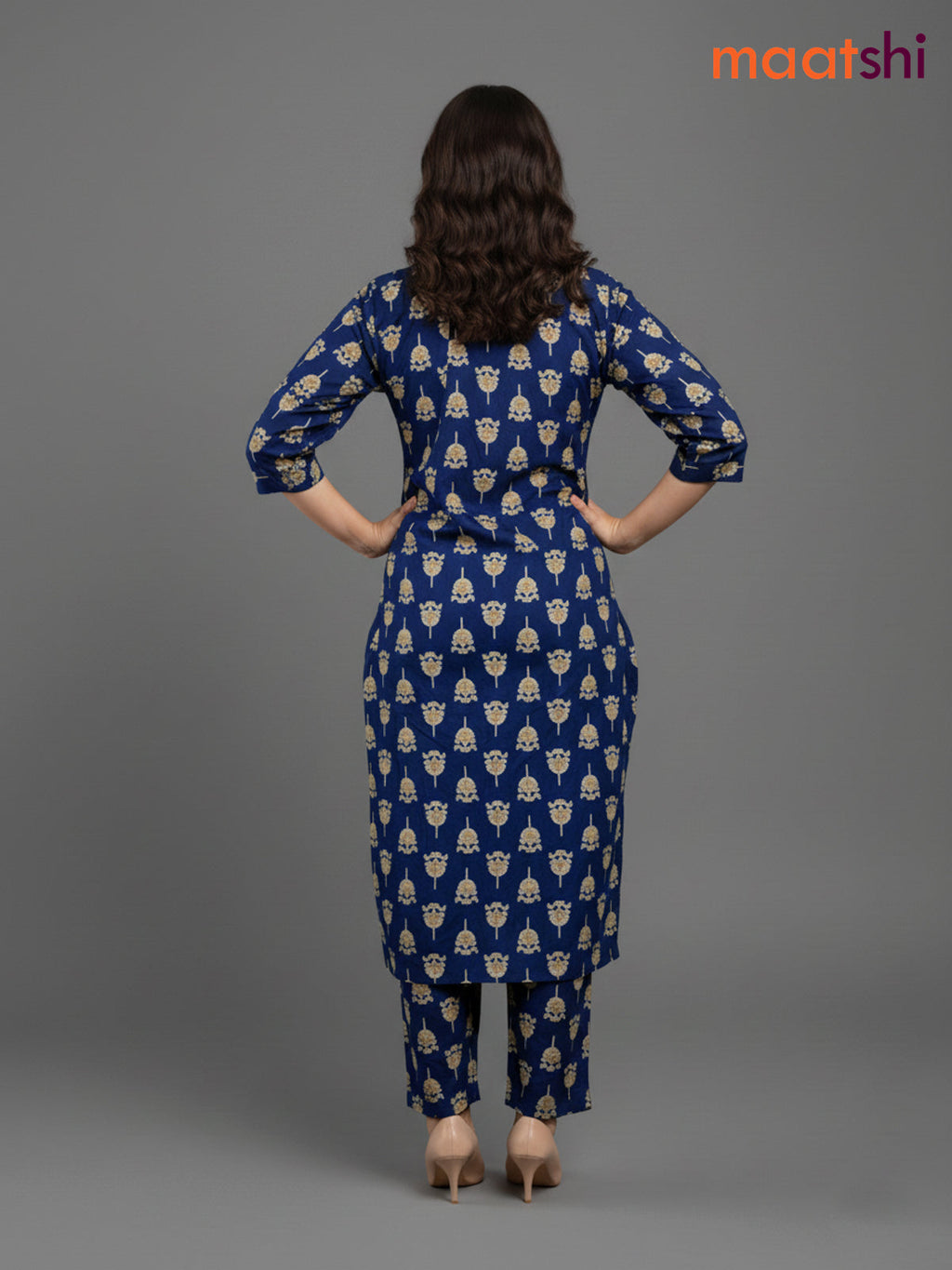 Navy Blue Cotton Floral Printed Co-Ord Set