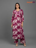 Magenta Pink Cotton Floral Printed Co-Ord Set