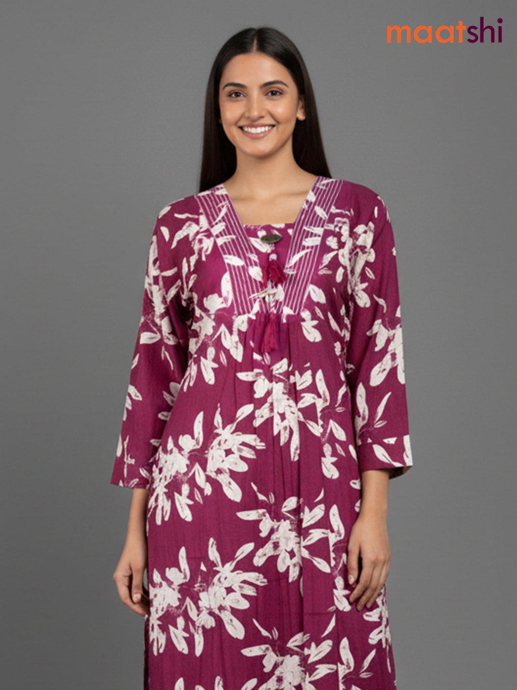 Magenta Pink Cotton Floral Printed Co-Ord Set