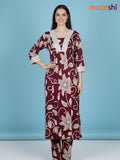 Maroon Cotton Floral Printed Co-Ord Set