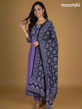 Lavender and Black Chanderi Beaded Work Anarkali Suit