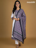 Off White and Black Purple Chanderi Beaded Work Anarkali Suit