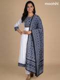 Off White and Black Blue Chanderi Beaded Work Anarkali Suit