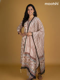 Beige and Rust Shade Chanderi Floral Printed Straight Suit