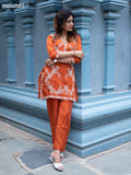 Rust Shade Muslin Embroidery Work Co-Ord Set