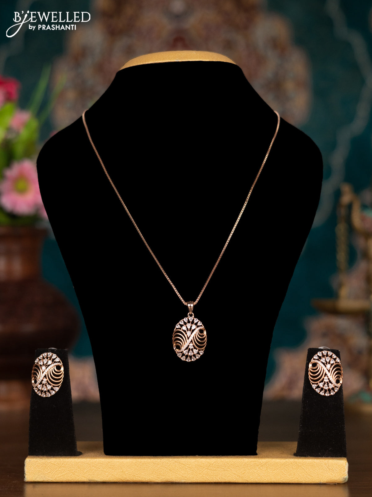 Rose gold chain with cz stones