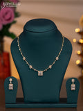 Zircon necklace floral design with cz stones in gold finish