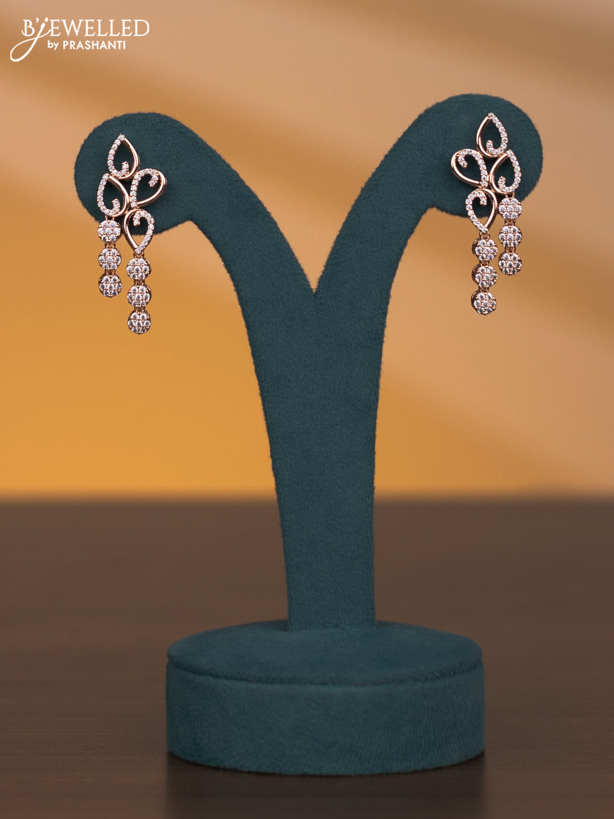 Rose gold double layer necklace with cz stones