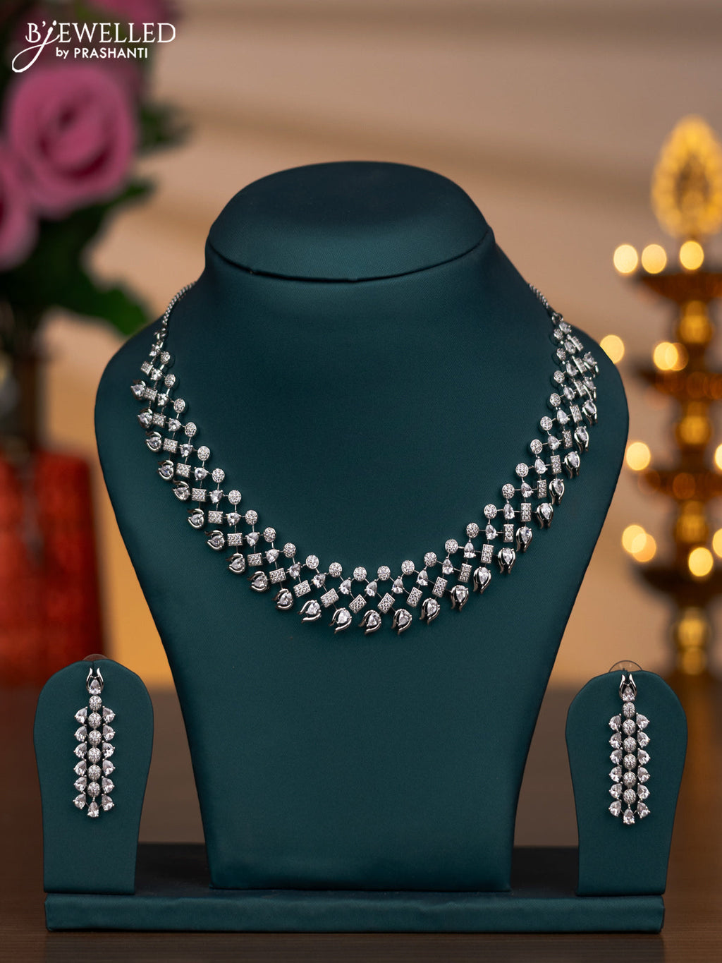 Zircon necklace with cz stones