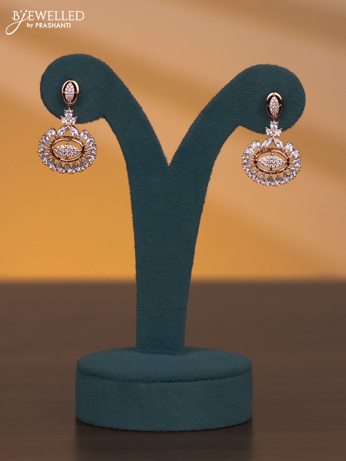 Rose gold double layer necklace with cz stones