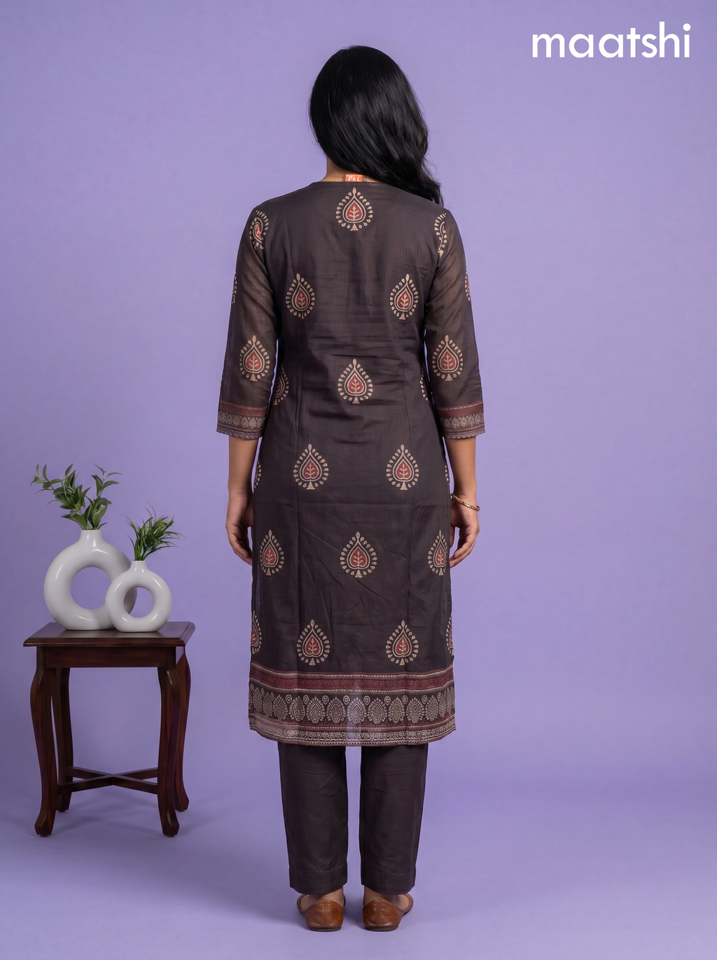 Black Kota Printed & Simple Embroidery Work Straight Suit