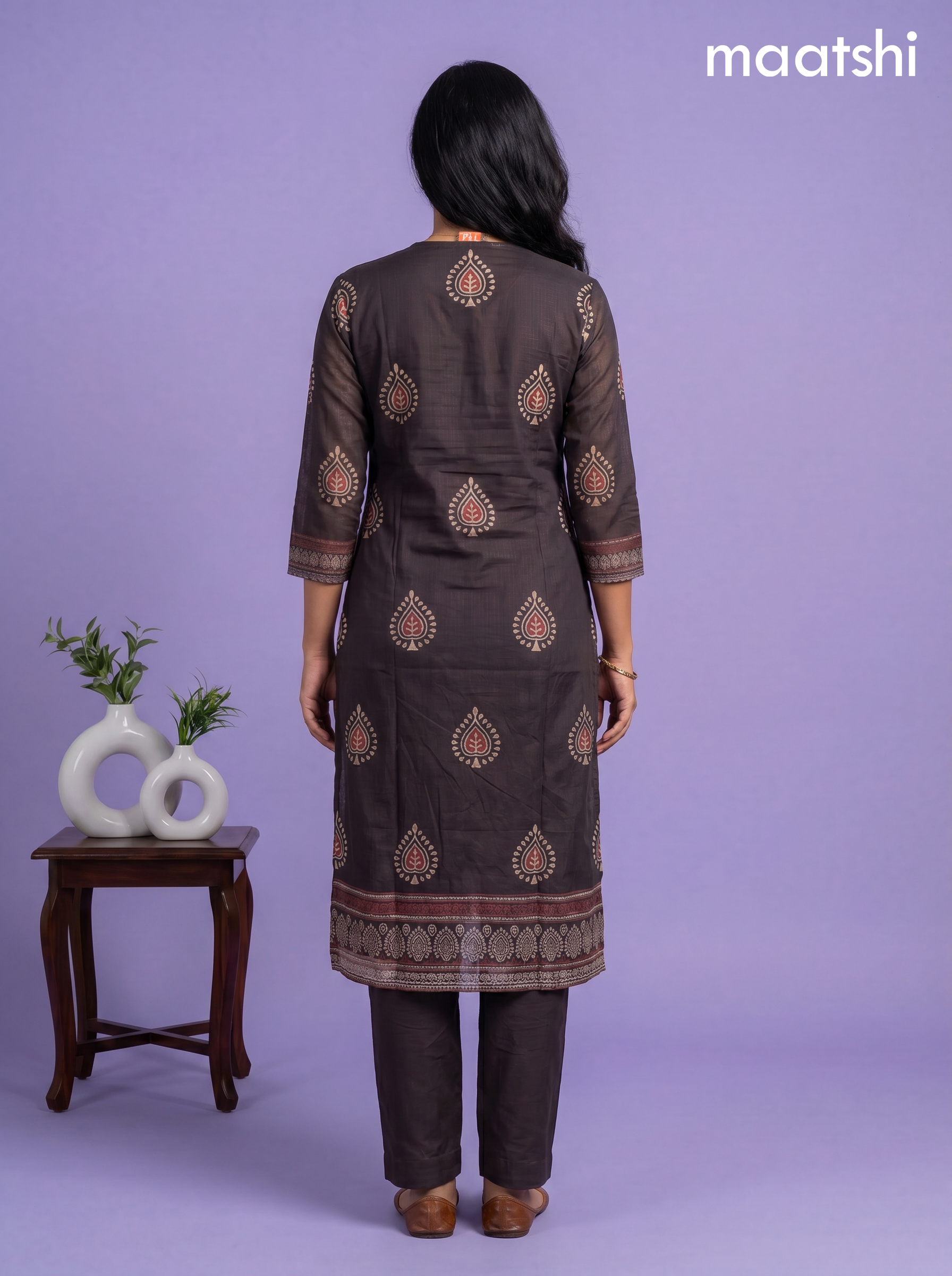 Black Kota Printed & Simple Embroidery Work Straight Suit