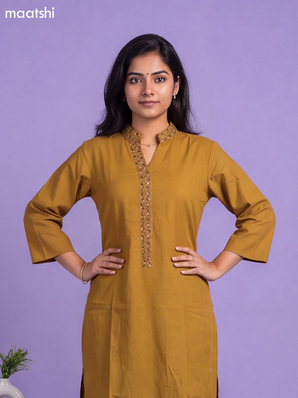 Mehandi Green Cotton Embroidery Work Kurti & Bottom Set
