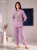Pastel Shade and Mild Pista Green Cotton Embroidery Work Short Co-Ord Set