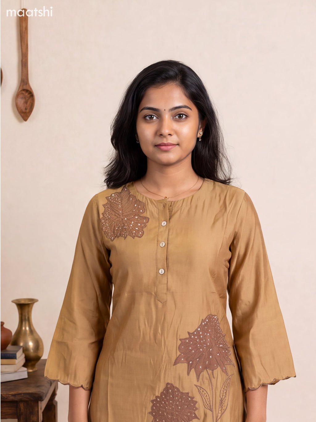 Sandal Chanderi Embroidery Work Short Co-Ord Set