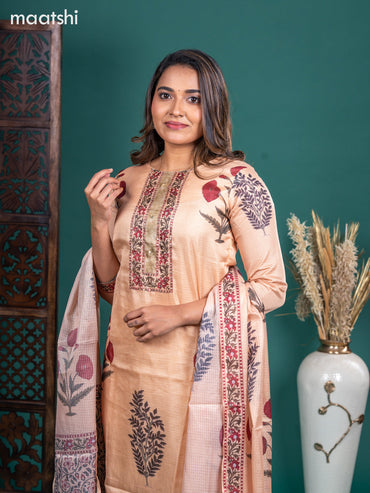 Kota salwar suit sandal with butta prints & mirror sequin work neck pattern and straight cut pant & kotta dupatta