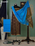 Dual Shade Of Mehendi Green and Cs Blue Kora Silk Cotton Dress Material With Zari Buttas and Bottom & Zari Dupatta