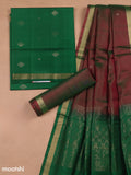 Green and Dual Shade Of Green Pure Silk Dress Material With Zari Butta