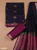 Deep Violet and Purple Pure Silk Dress Material With Zari Butta