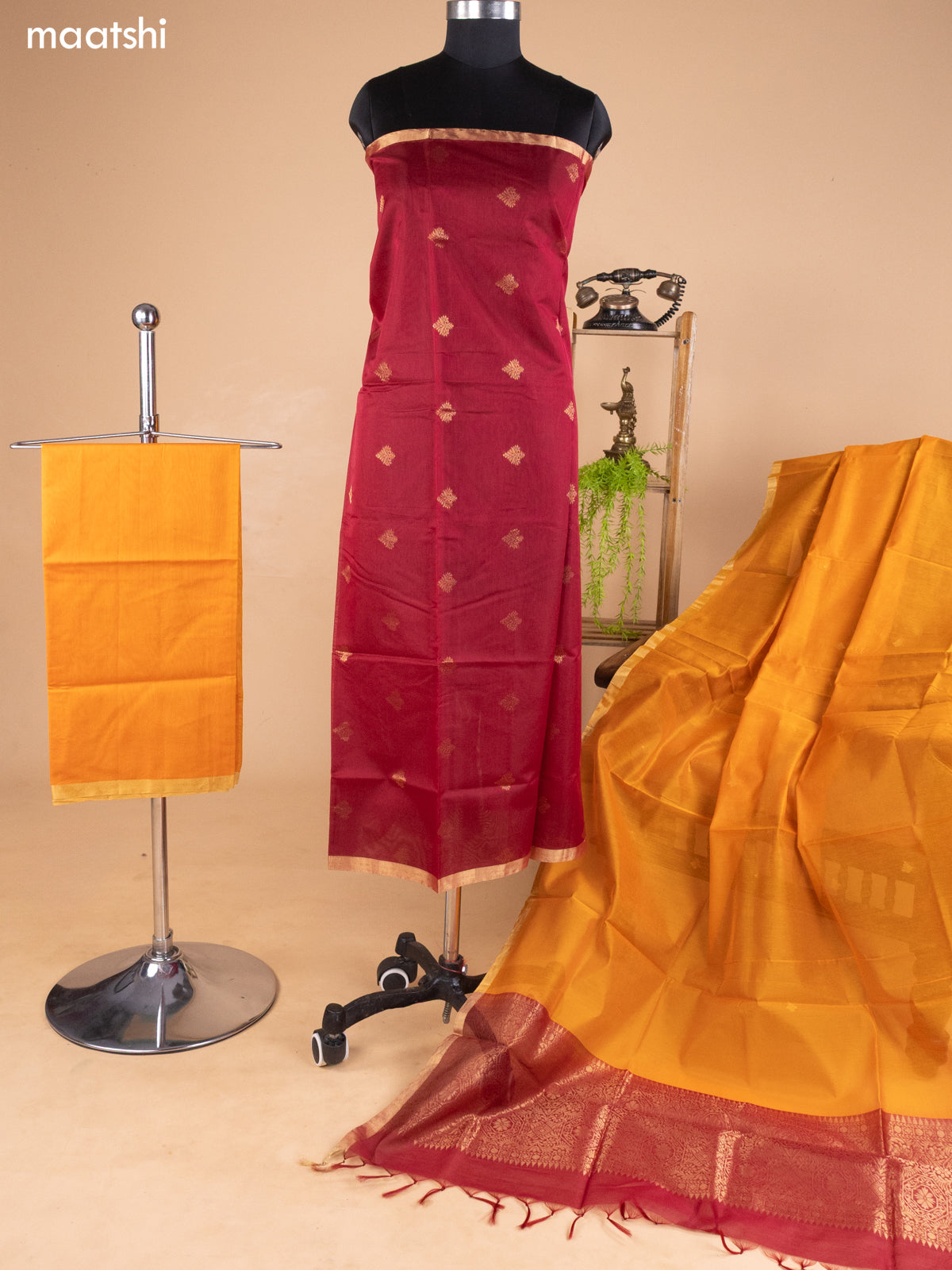 Silk Cotton Unstitched Salwar Suits – Maatshi