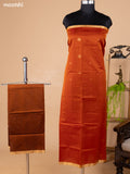 Rustic Orange and Rustic Brown Kora Silk Cotton Dress Material With Zari Buttas and Bottom & Banarasi Style Dupatta