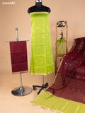 Light Green and Brown Kora Silk Cotton Dress Material With Zari Buttas and Bottom & Banarasi Style Dupatta