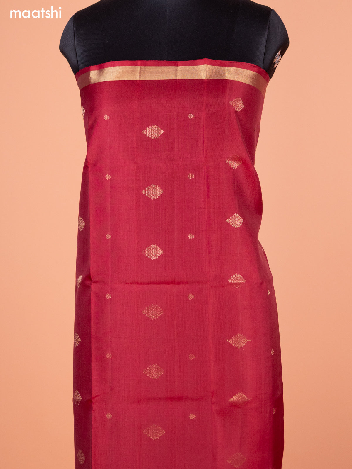 Maroon and Dual Shade Of Violet Pure Silk Dress Material With Thread & Zari Buttas