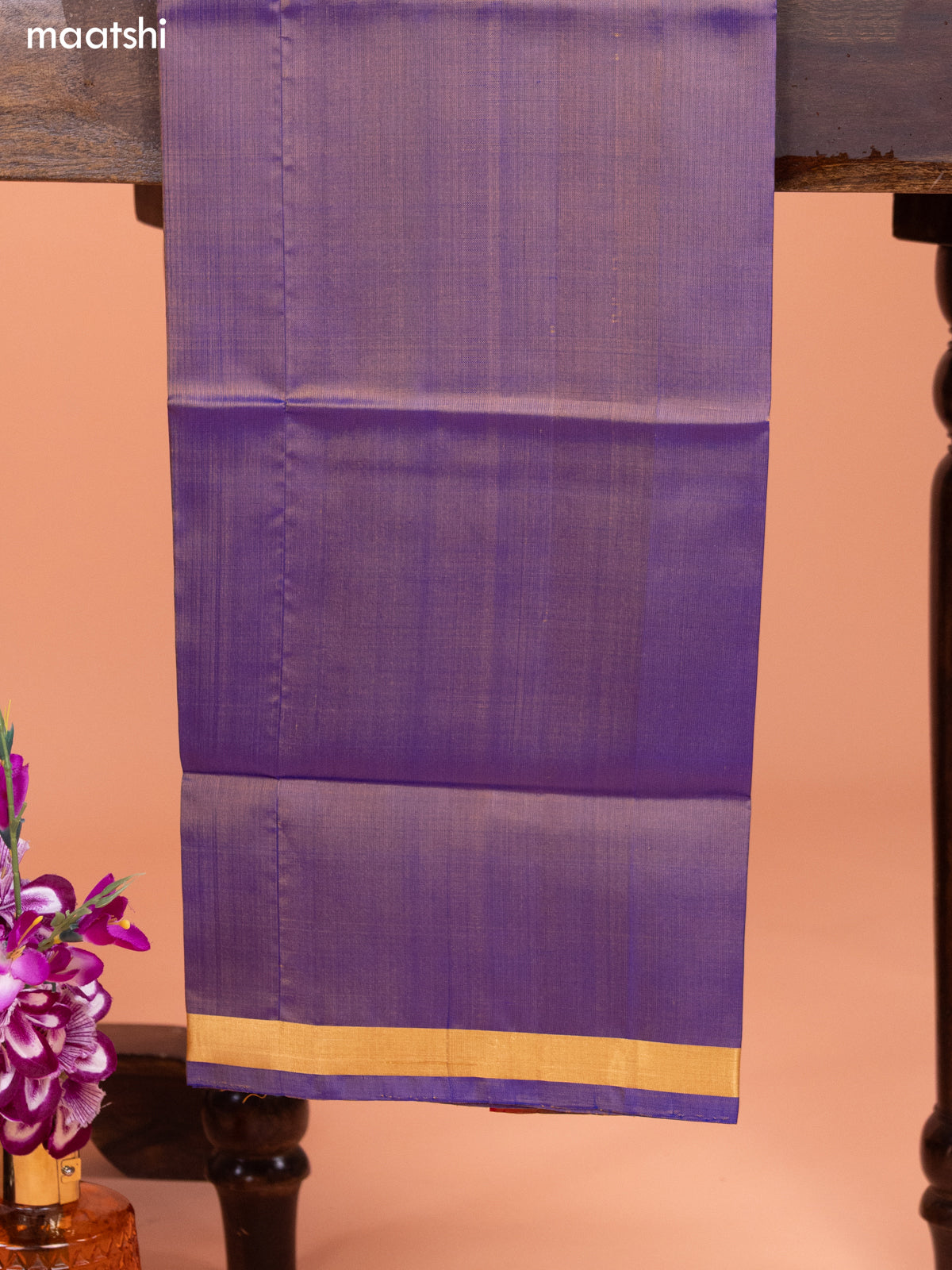Maroon and Dual Shade Of Violet Pure Silk Dress Material With Thread & Zari Buttas