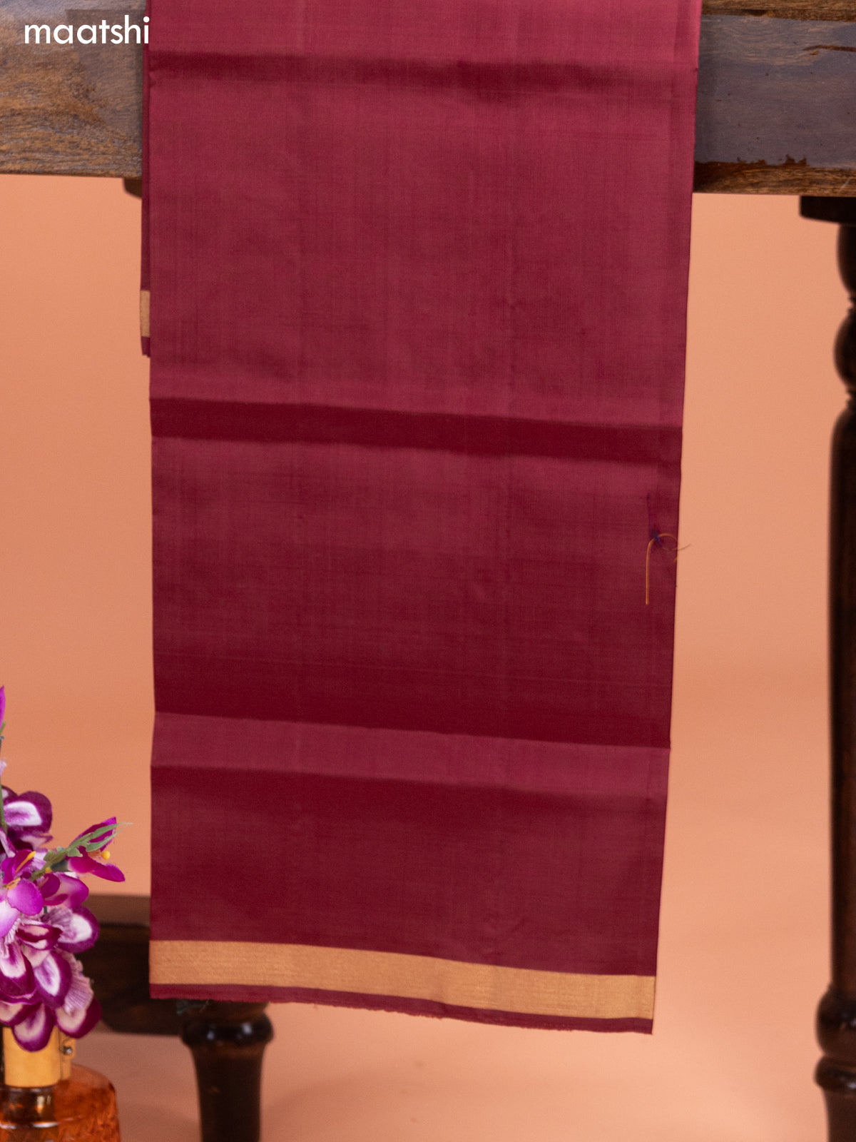 Green and Maroon Pure Silk Dress Material With Thread & Zari Buttas