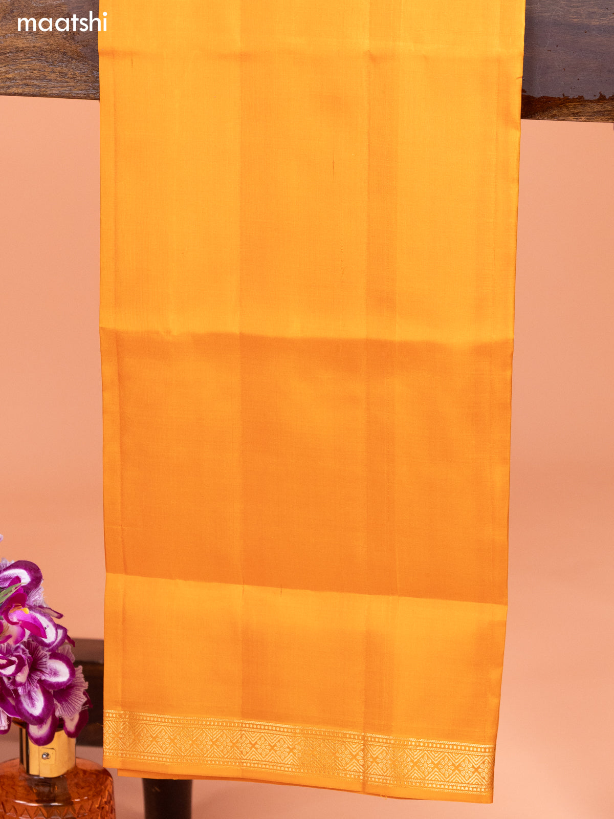 Deep Maroon and Mustard Yellow Pure Silk Dress Material With Thread & Zari Buttas