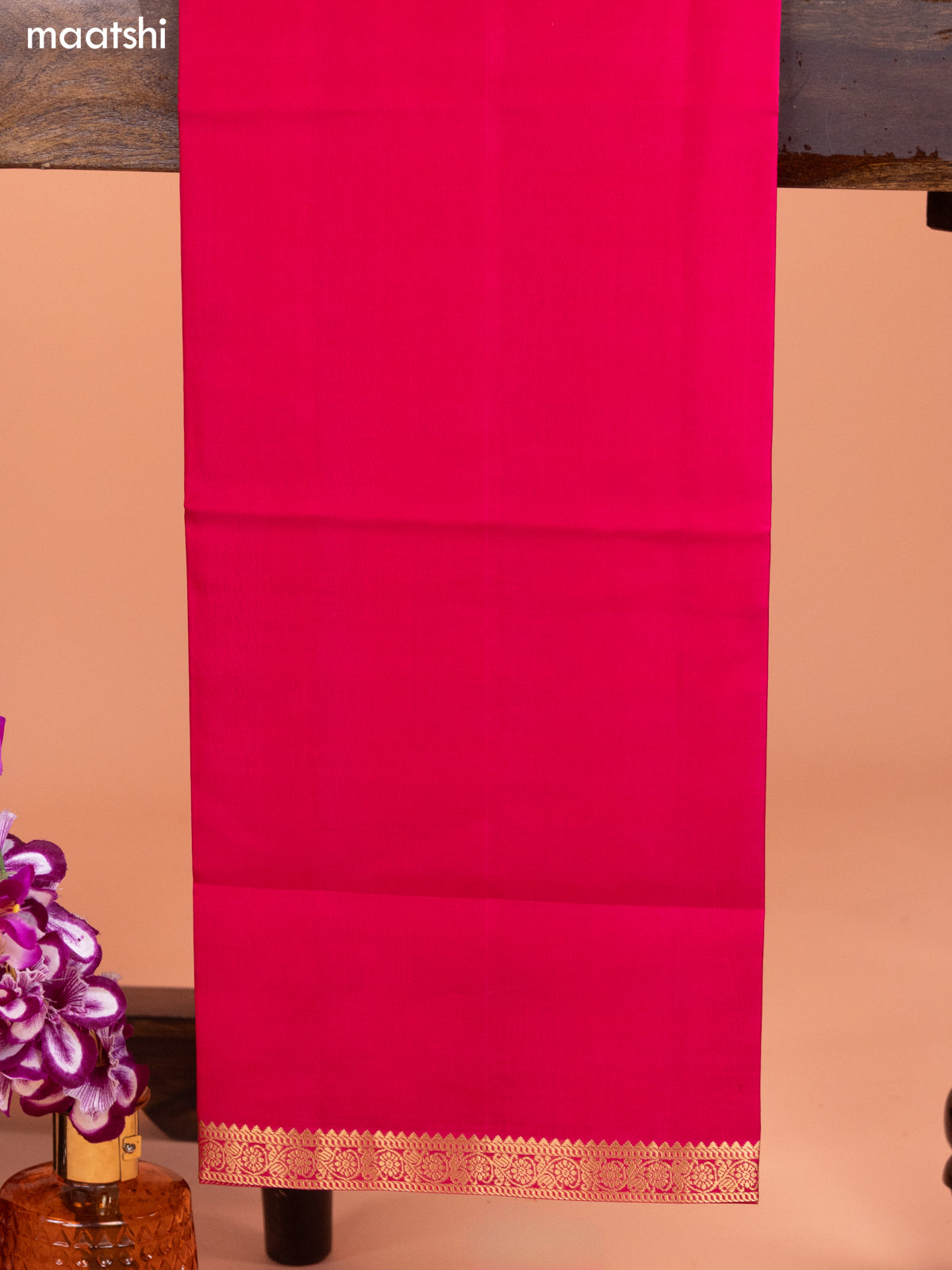 Navy Blue and Pink Pure Silk Dress Material With Thread & Zari Buttas
