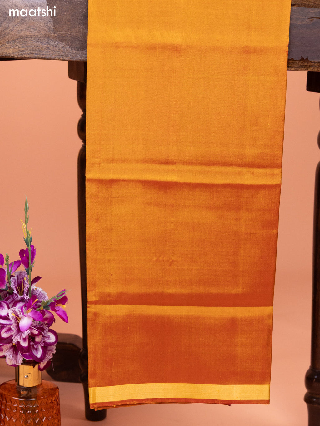 Dual Shade Of Yellowish Pink and Mustard Yellow Pure Silk Dress Material With Thread & Zari Buttas