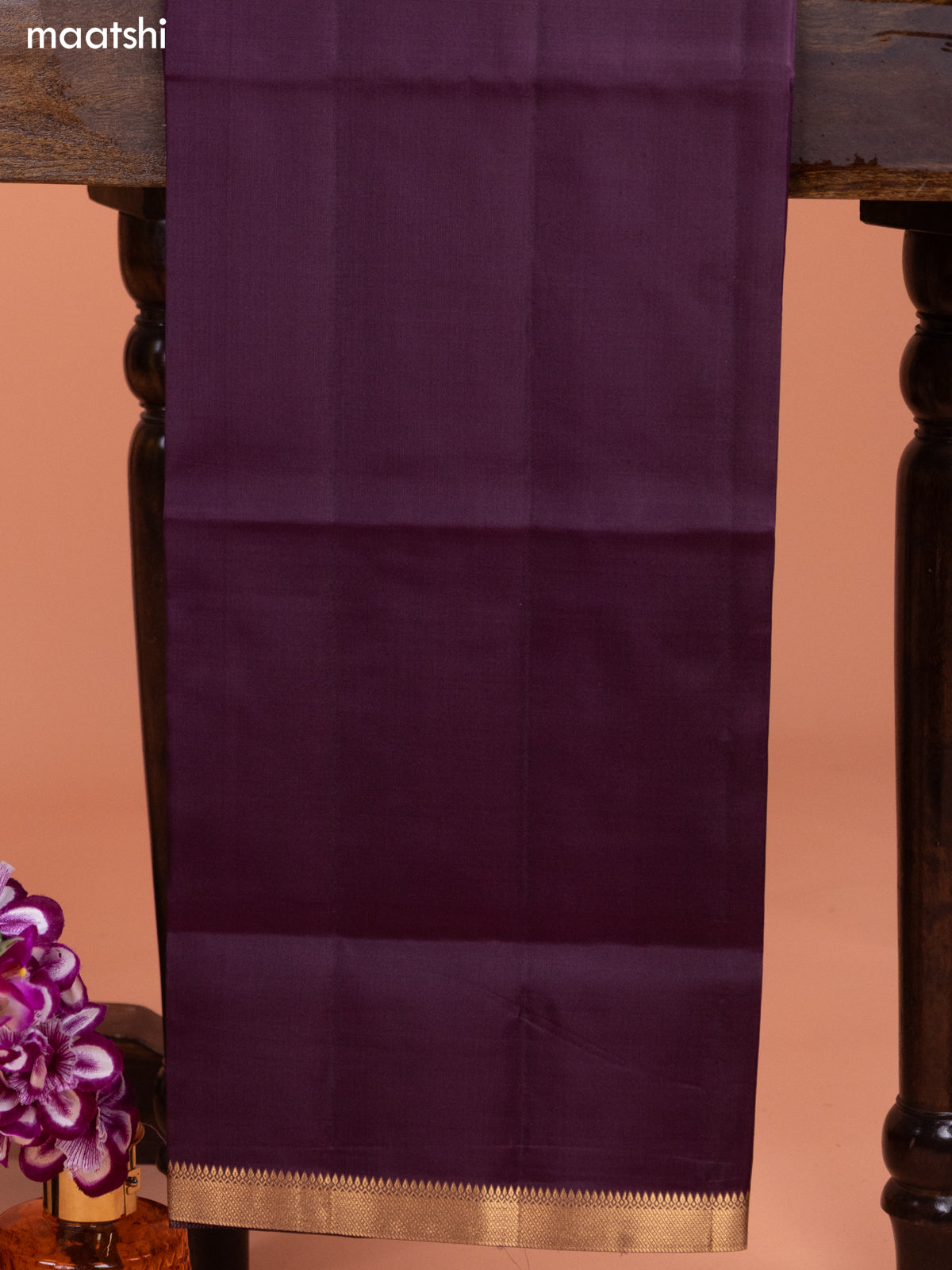Pastel Green and Wine Pure Silk Dress Material With Thread & Zari Buttas