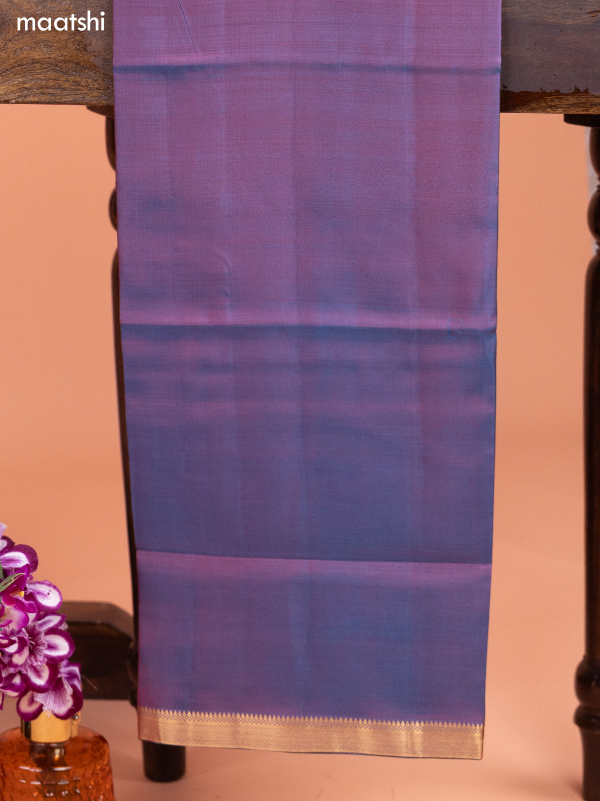 Maroon and Dual Shade Of Blue Pure Silk Dress Material With Thread & Zari Buttas