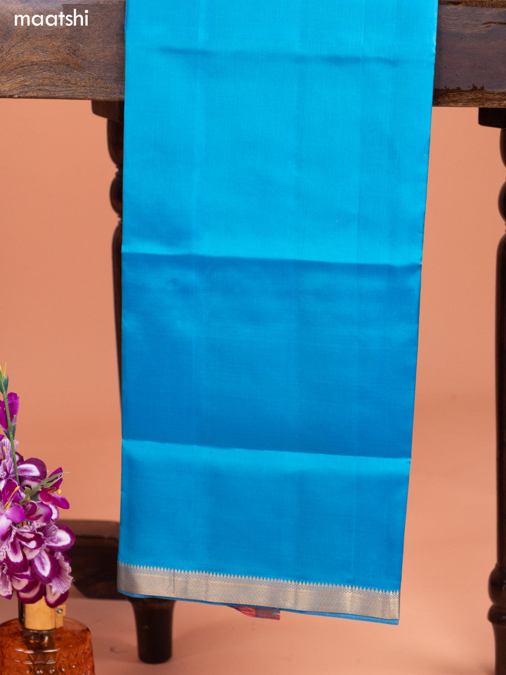 Rani Pink and Teal Blue Pure Silk Dress Material With Thread & Zari Buttas