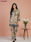 Short co-ord set sandal with allover prints & collar neck pattern and straight cut pant