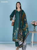 Green Dola Silk Floral Printed Straight Suit