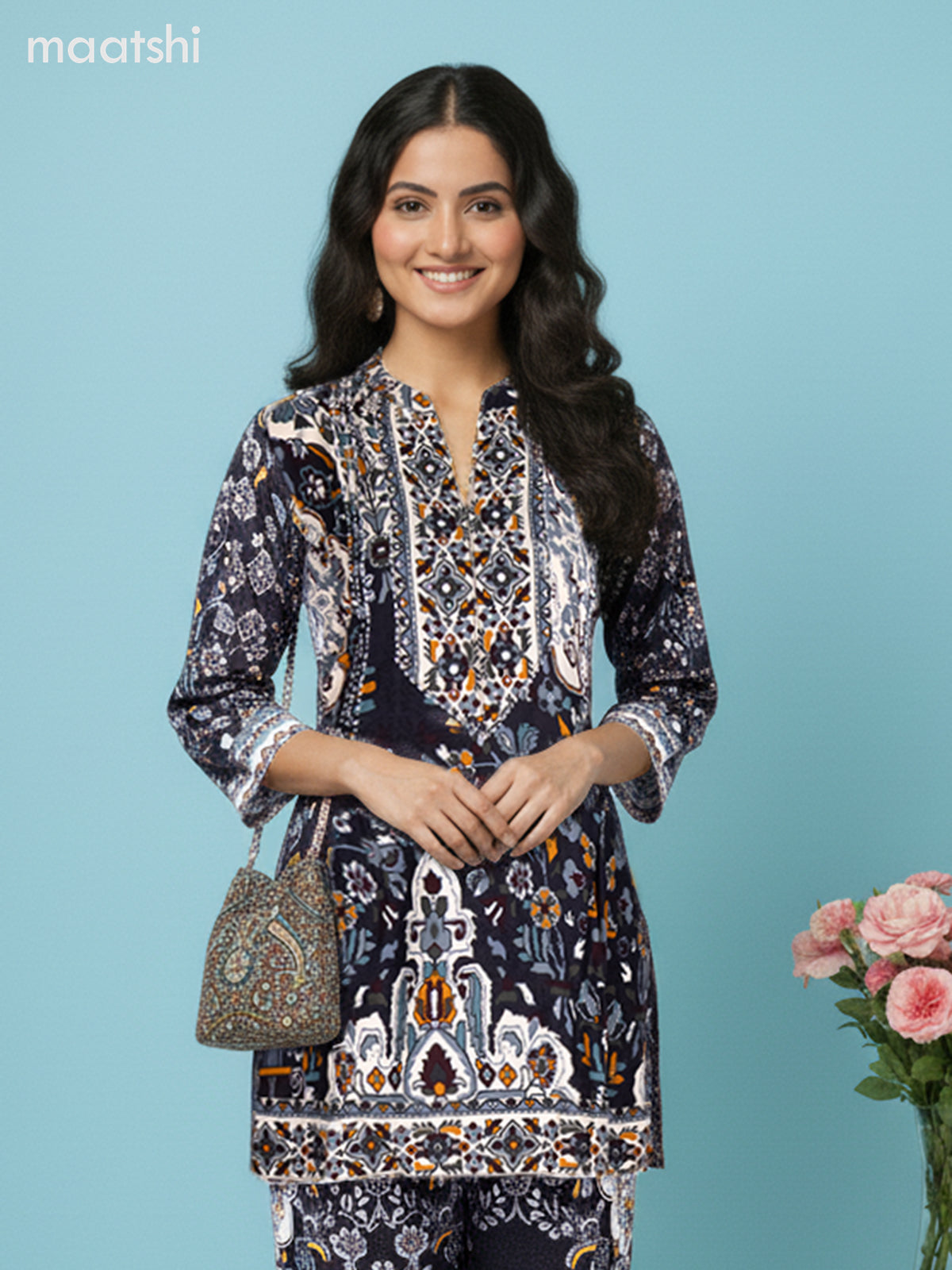 Black and Cream Muslin Ikat Co-Ord Set