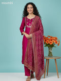 Pink Silk Embroidery Work Straight Suit