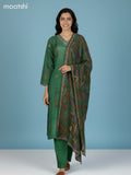 Green Muslin Printed Straight Suit