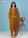 Mustard Yellow Muslin Printed Straight Suit