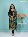 Black and Green Shade Dola Silk Printed Straight Suit Set