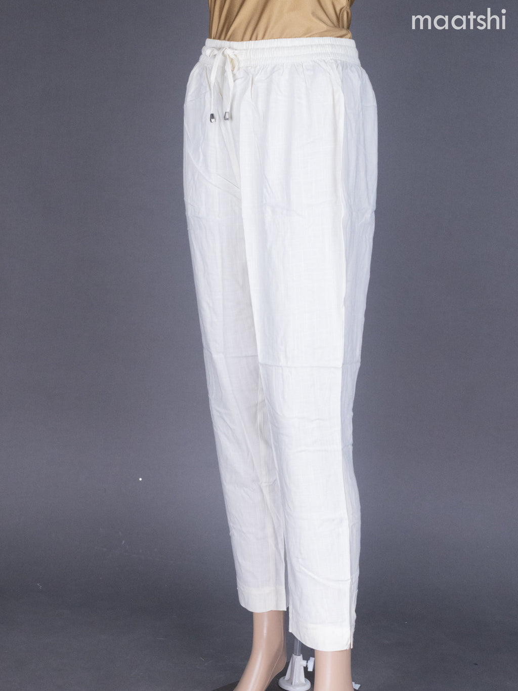 Cream Cotton Straight Cut Pant