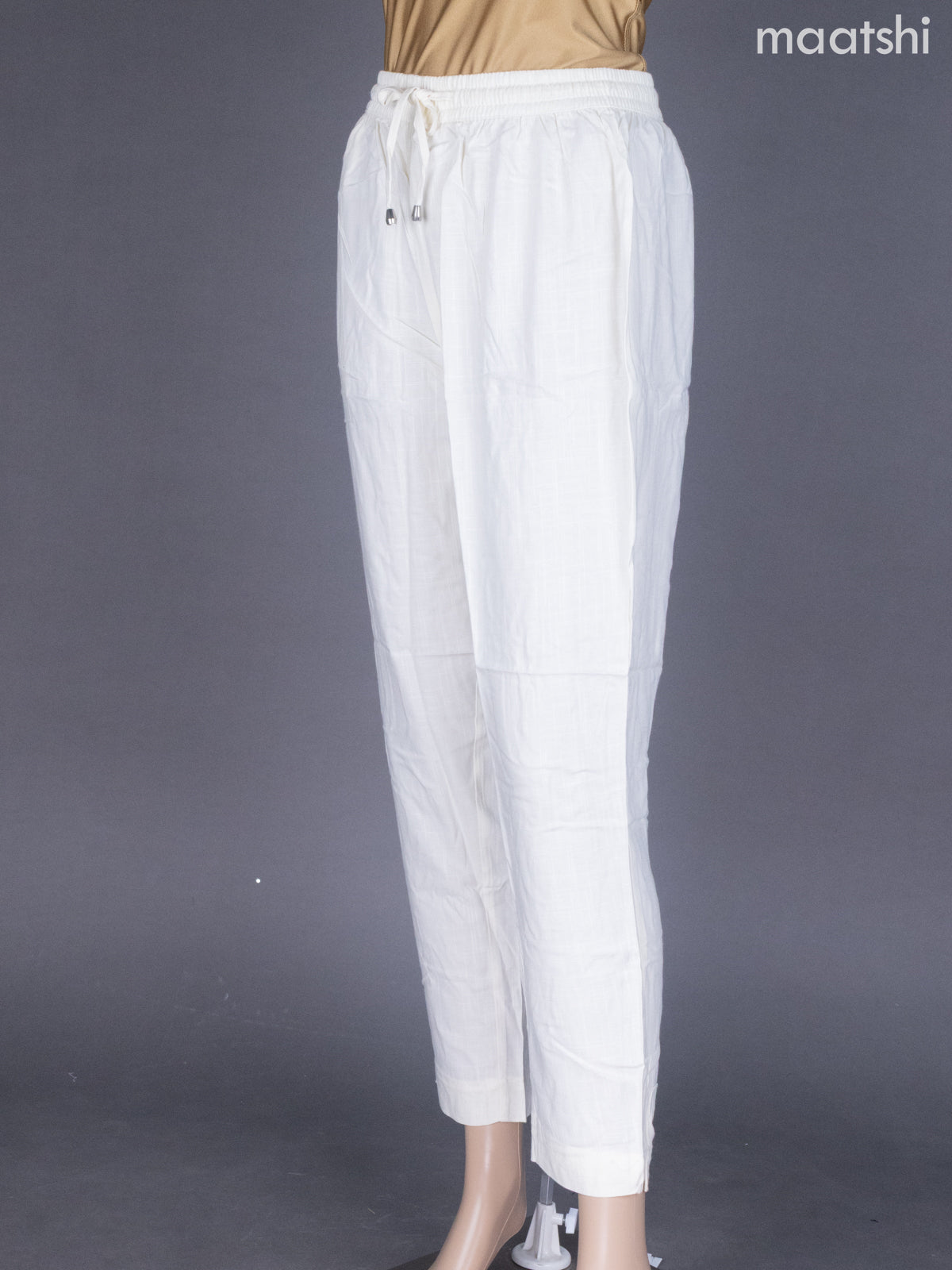 Cream Cotton Straight Cut Pant