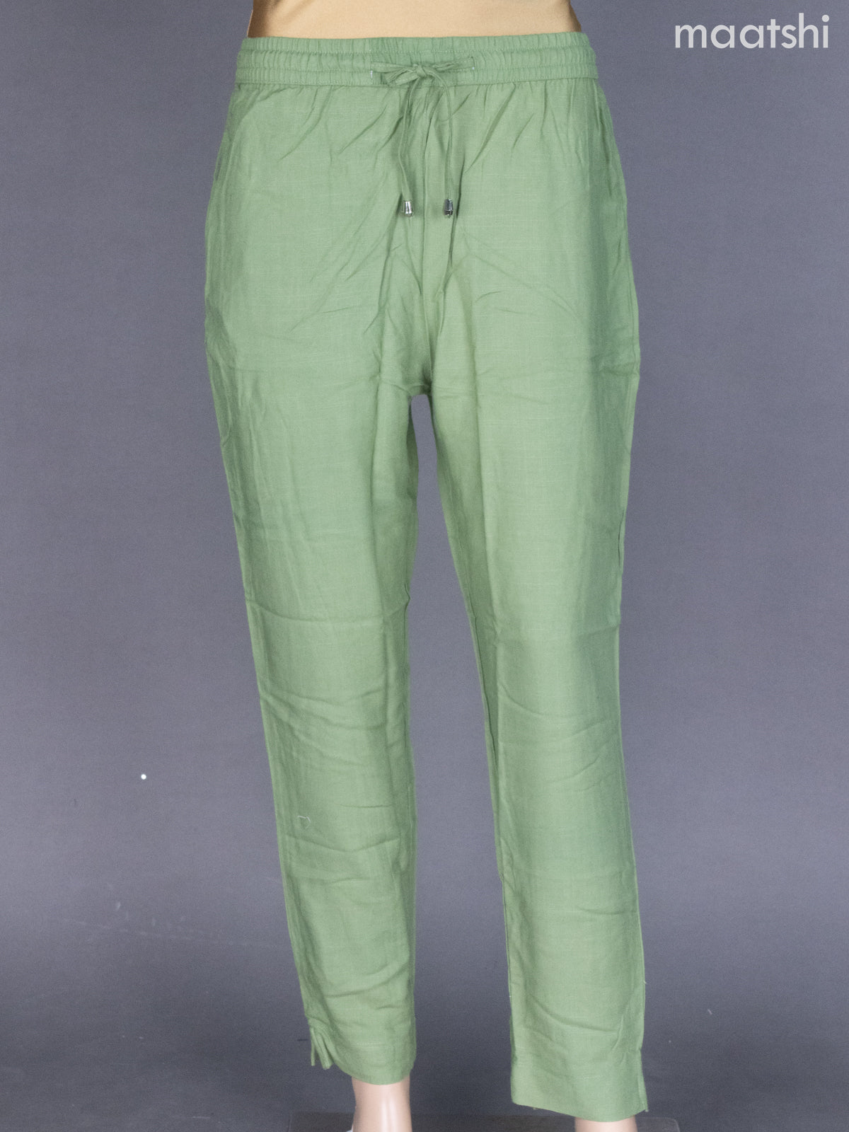 Pastel Green Cotton Straight Cut Pant