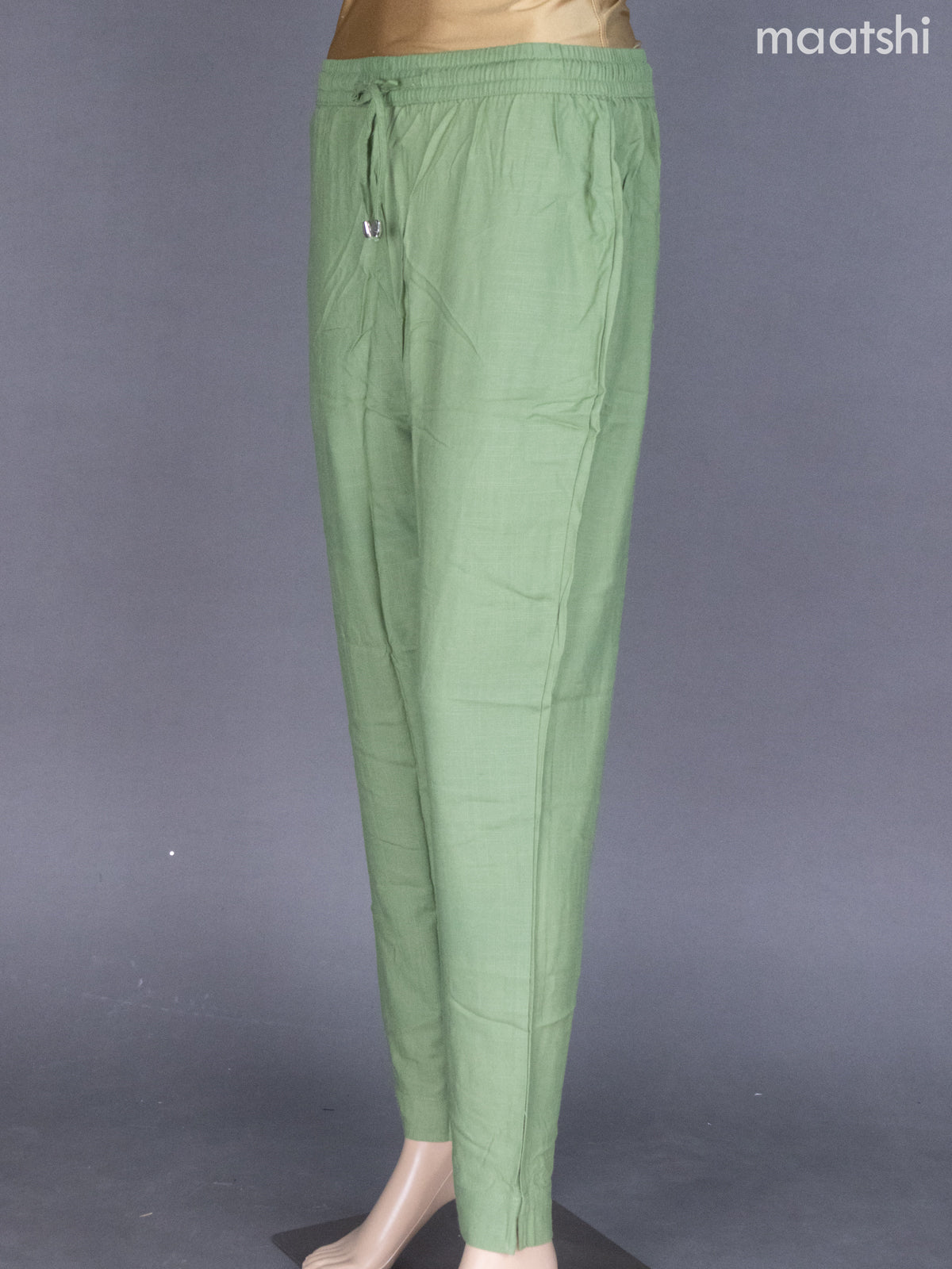 Pastel Green Cotton Straight Cut Pant
