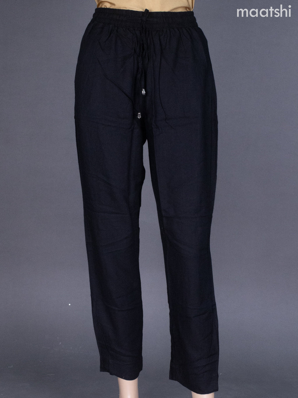 Black Cotton Straight Cut Pant