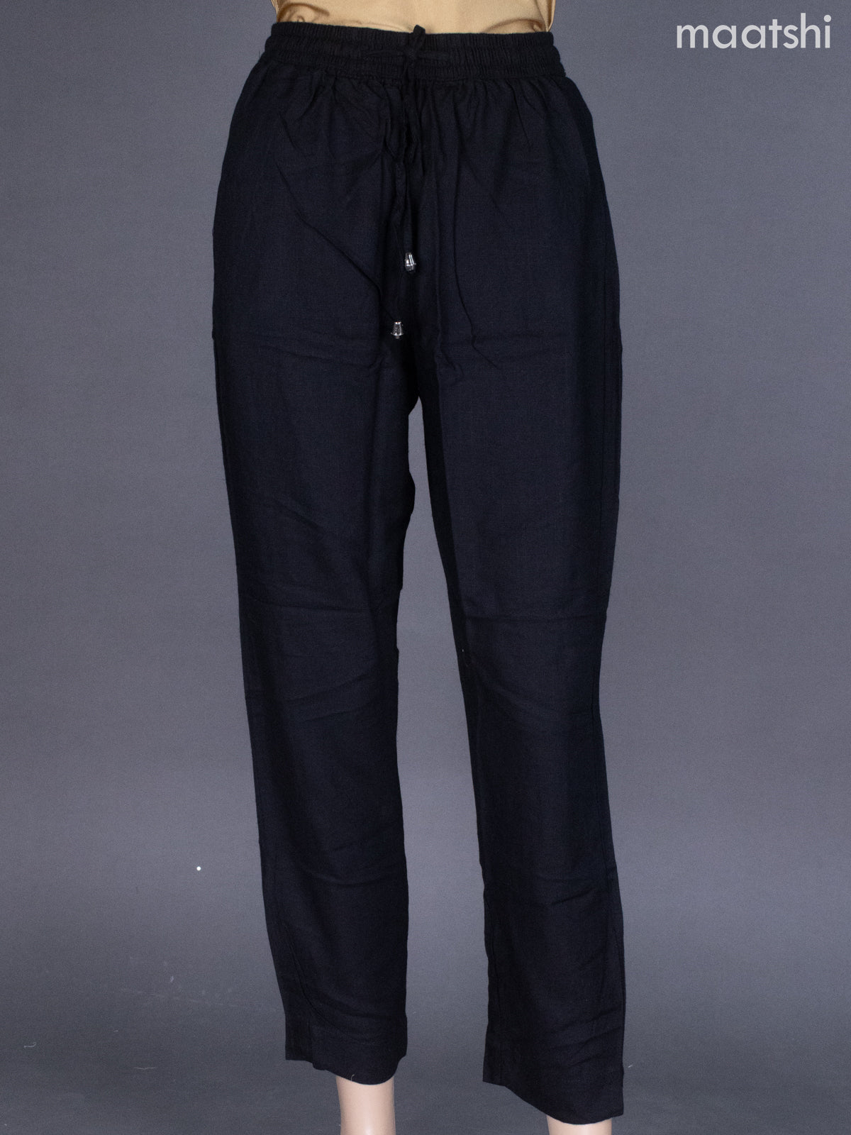 Black Cotton Straight Cut Pant
